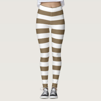 Blakish brown and white color horizontal striped leggings