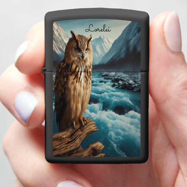 Blakiston's Fish Owl of the Rapids Zippo Lighter (In Hand)