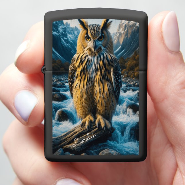  Blakiston's Fish Owl, River's Edge Guardian Zippo Lighter (In Hand)