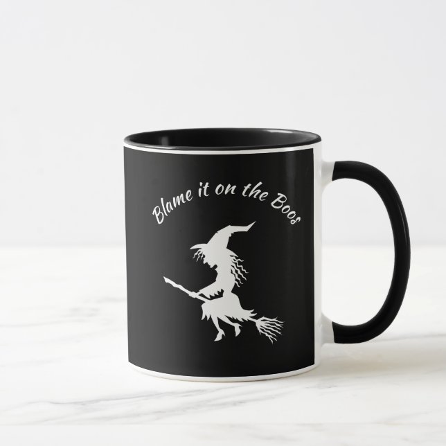 Blame it on the Boos Witch Halloween Black Mug (Right)