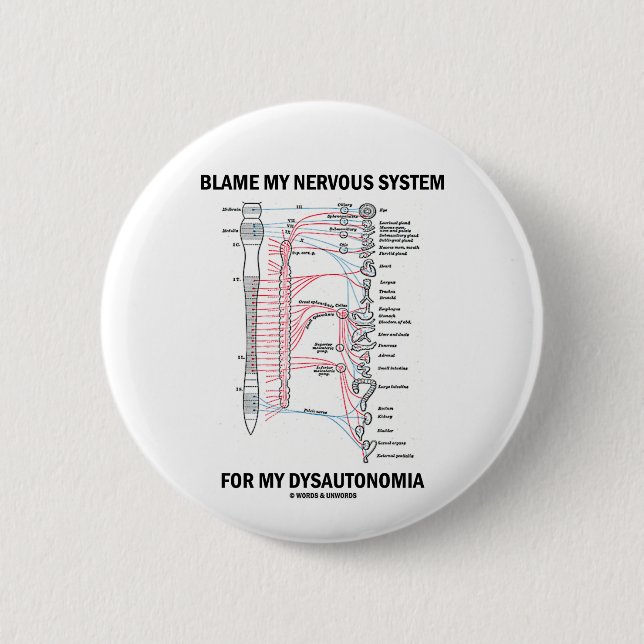Blame My Nervous System For My Dysautonomia Pinback Button (Front)