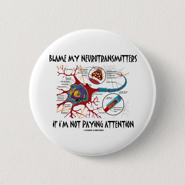 Blame My Neurotransmitters If Not Paying Attention Pinback Button (Front)