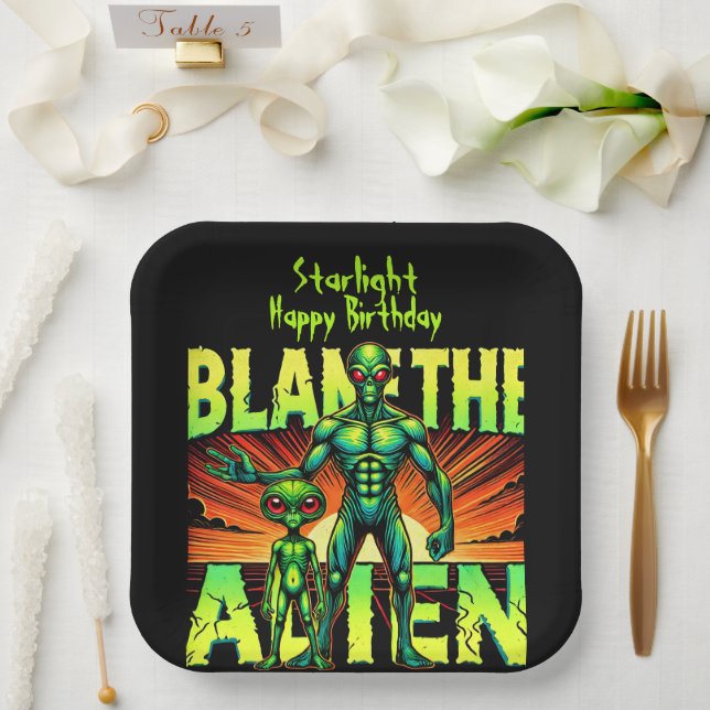 Blame the Alien in a Mystical Forest Setting Paper Plates (Wedding)