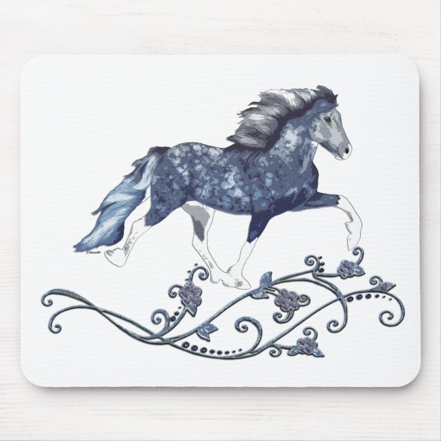Blámóða Delft Blue Icelandic Horse Mouse Pad (Front)