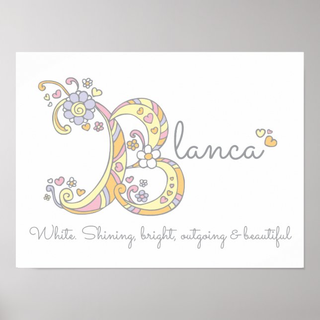 Blanca B initial doodle art name meaning Poster (Front)
