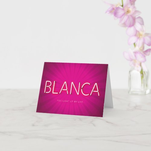 Blanca name in glowing neon lights card