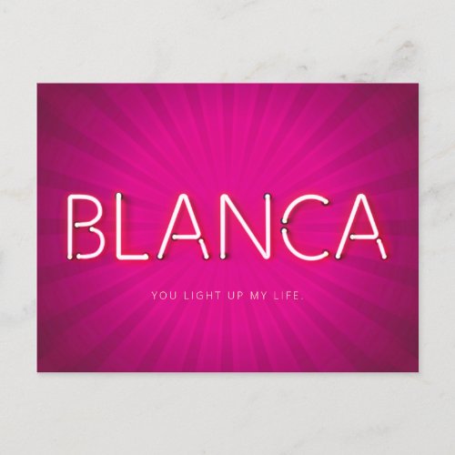 Blanca name in glowing neon lights postcard