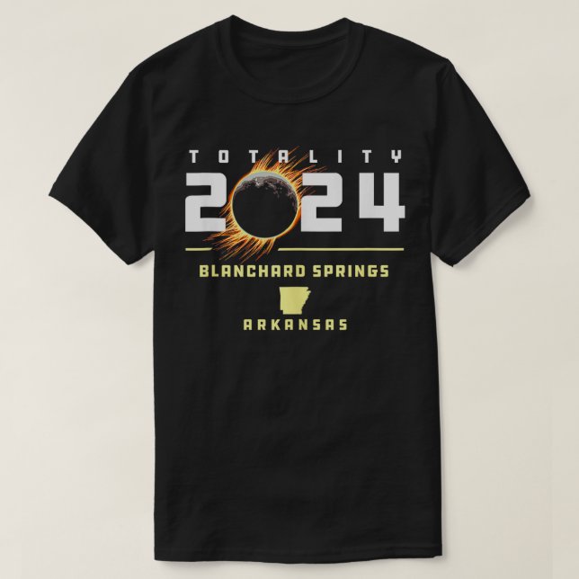 Blanchard Springs Arkansas 2024 Total Solar Eclips T-Shirt (Design Front)