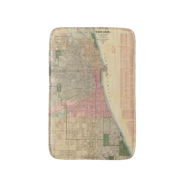 Blanchard's guide map of Chicago Bathroom Mat (Front Vertical)