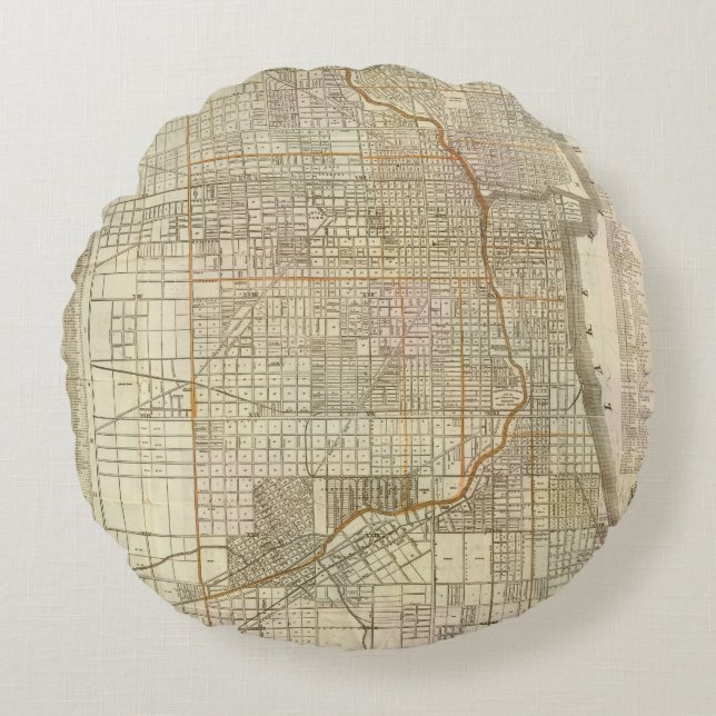 Blanchard's guide map of Chicago Round Pillow (Front)
