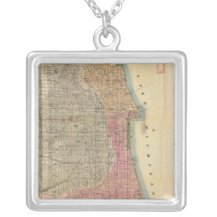 Blanchard's guide map of Chicago Silver Plated Necklace