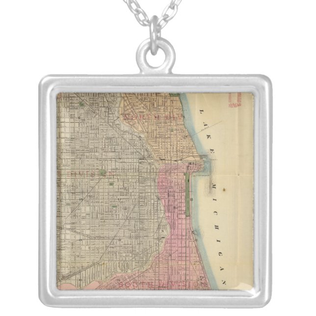 Blanchard's guide map of Chicago Silver Plated Necklace (Front)