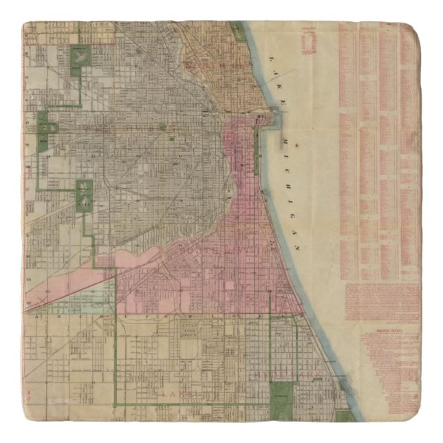 Blanchard's guide map of Chicago Trivet (Front)