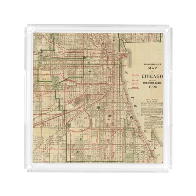 Blanchard's map of Chicago Acrylic Tray (Front)