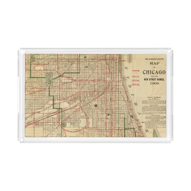 Blanchard's map of Chicago Acrylic Tray (Front)