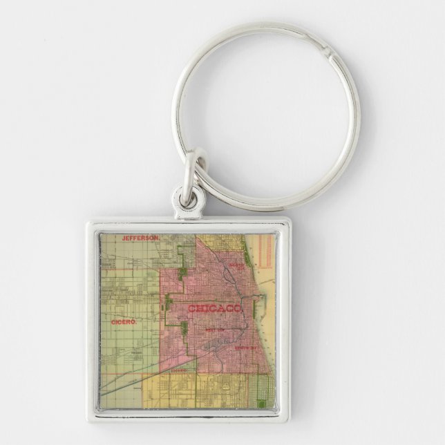 Blanchard's map of Chicago and environs Keychain (Front)