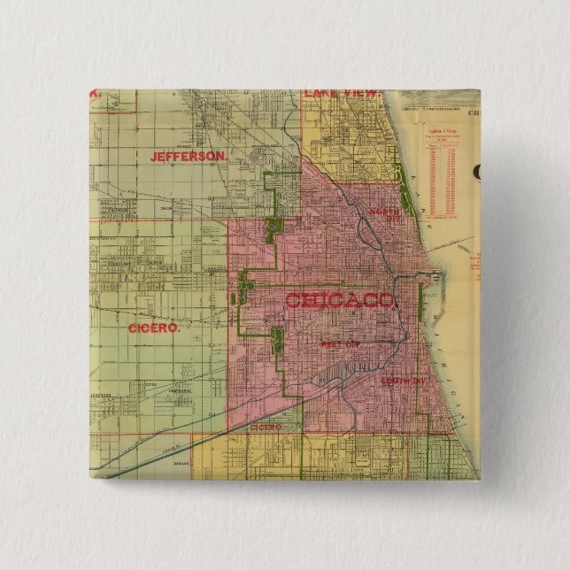 Blanchard's map of Chicago and environs Pinback Button (Front)
