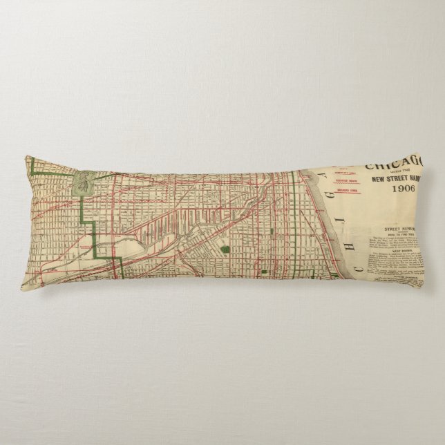 Blanchard's map of Chicago Body Pillow (Front)