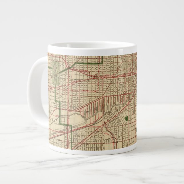Blanchard's map of Chicago Giant Coffee Mug (Front Left)