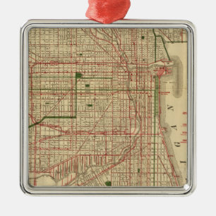 Blanchard's map of Chicago Metal Ornament