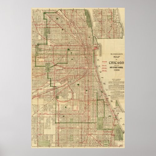 Blanchards map of Chicago Poster