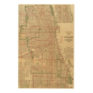 Blanchard's map of Chicago Wood Wall Decor