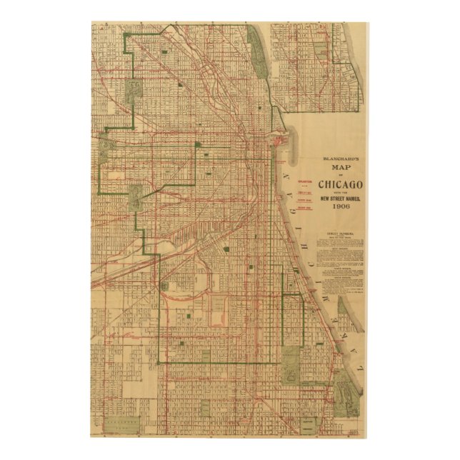 Blanchard's map of Chicago Wood Wall Decor (Front)
