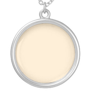 Blanched almond  (solid color)  silver plated necklace