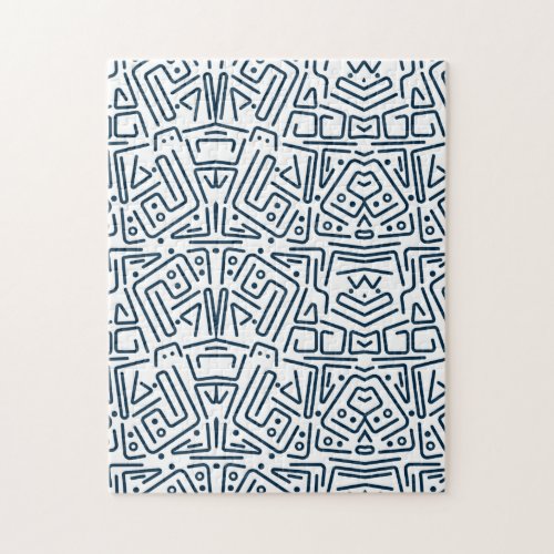 blanco con lneas redondeadas azules jigsaw puzzle