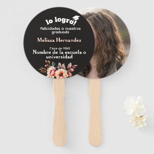 Blanco Y Negro Lo Logro Black & White She Did It! Hand Fan