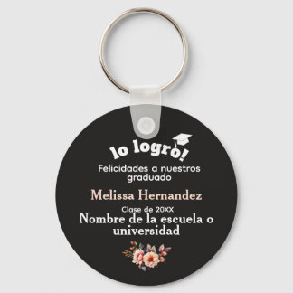 Blanco Y Negro Lo Logro Black & White She Did It! Keychain