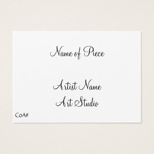 Blank ACEO Artist Trading Card Artist Back (Back)