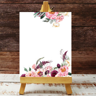 Blank Add Your Own Boho Pink Blush Burgundy Peony Poster