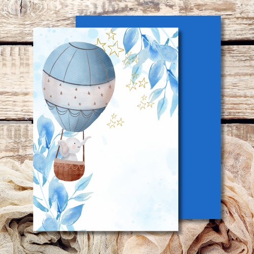 Blank Add Your Own Elephant Hot Air Balloon  Invitation