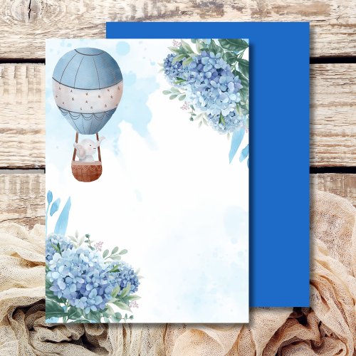 Blank Add Your Own Elephant Hot Air Balloon  Invitation