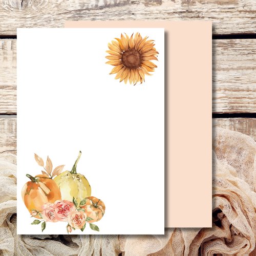 Blank Add Your Own Fall Pumpkin Orange Sunflower Invitation