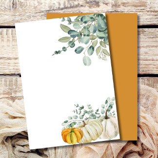 Blank Add Your Own Fall Pumpkin Orange White Invitation