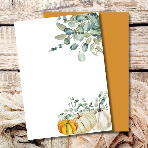 Blank Add Your Own Fall Pumpkin Orange White Invitation