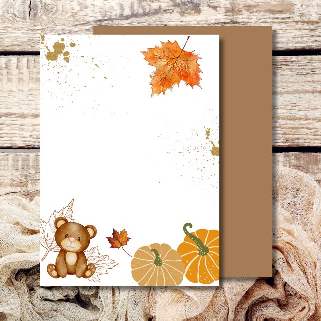 Blank Add Your Own Fall Pumpkin Teddy Bear Invitation (Creator Uploaded)