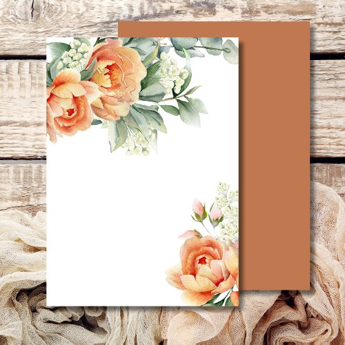 Blank Add Your Own Rustic Coral Flower Greenery Invitation