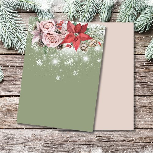 Blank Add Your Own Winter Baby In Bloom sage green Invitation