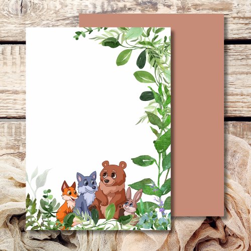 Blank Add Your Own Woodland Baby Forest Friends Invitation