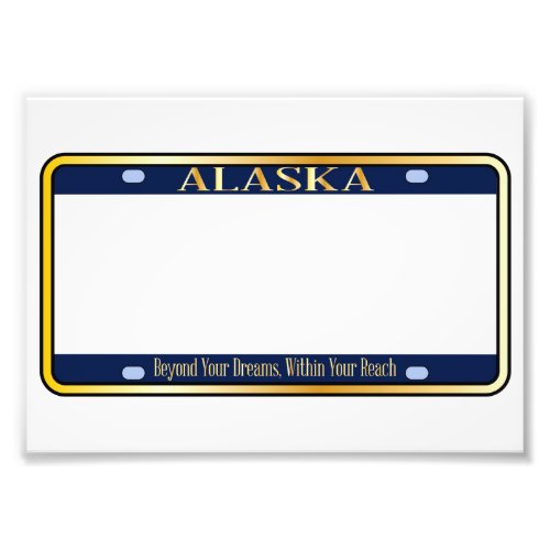 Blank Alaska State License Plate Photo Print