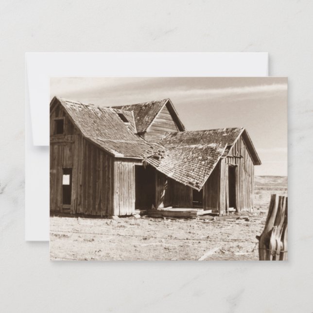 Blank Announcement Invitation Old Homestead Sepia (Front)