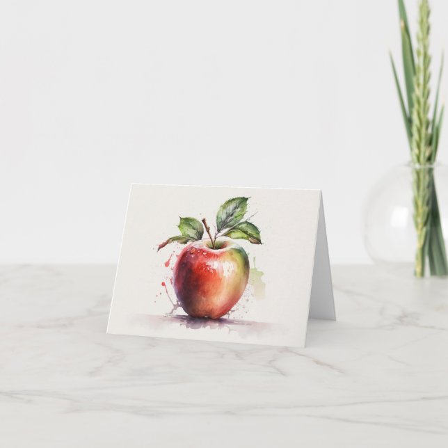 Blank Apple Letterpress Thank You Card (Front)