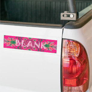 Blank Baby Vivid Pink Floral Purple Shade Monogram Bumper Sticker