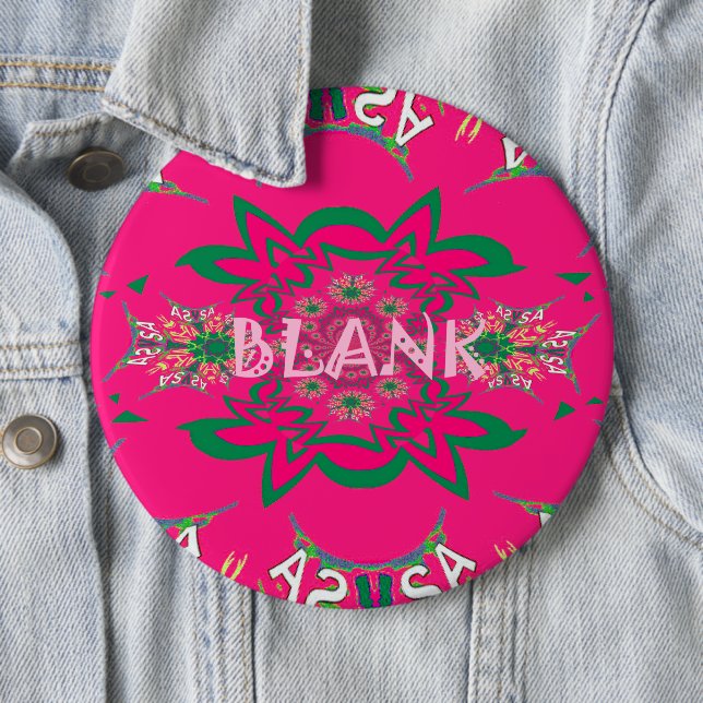 Blank Baby Vivid Pink Floral Purple Shade Monogram Button (In Situ)