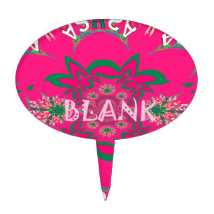 Blank Baby Vivid Pink Floral Purple Shade Monogram Cake Topper