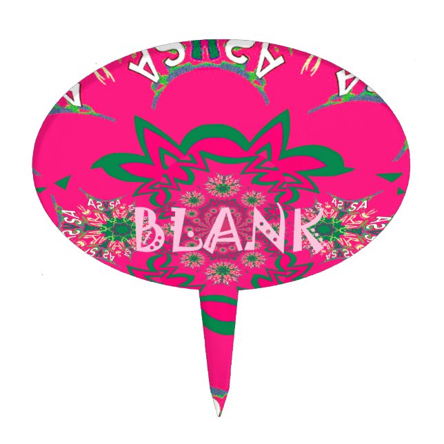 Blank Baby Vivid Pink Floral Purple Shade Monogram Cake Topper (Front)
