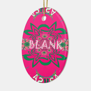 Blank Baby Vivid Pink Floral Purple Shade Monogram Ceramic Ornament